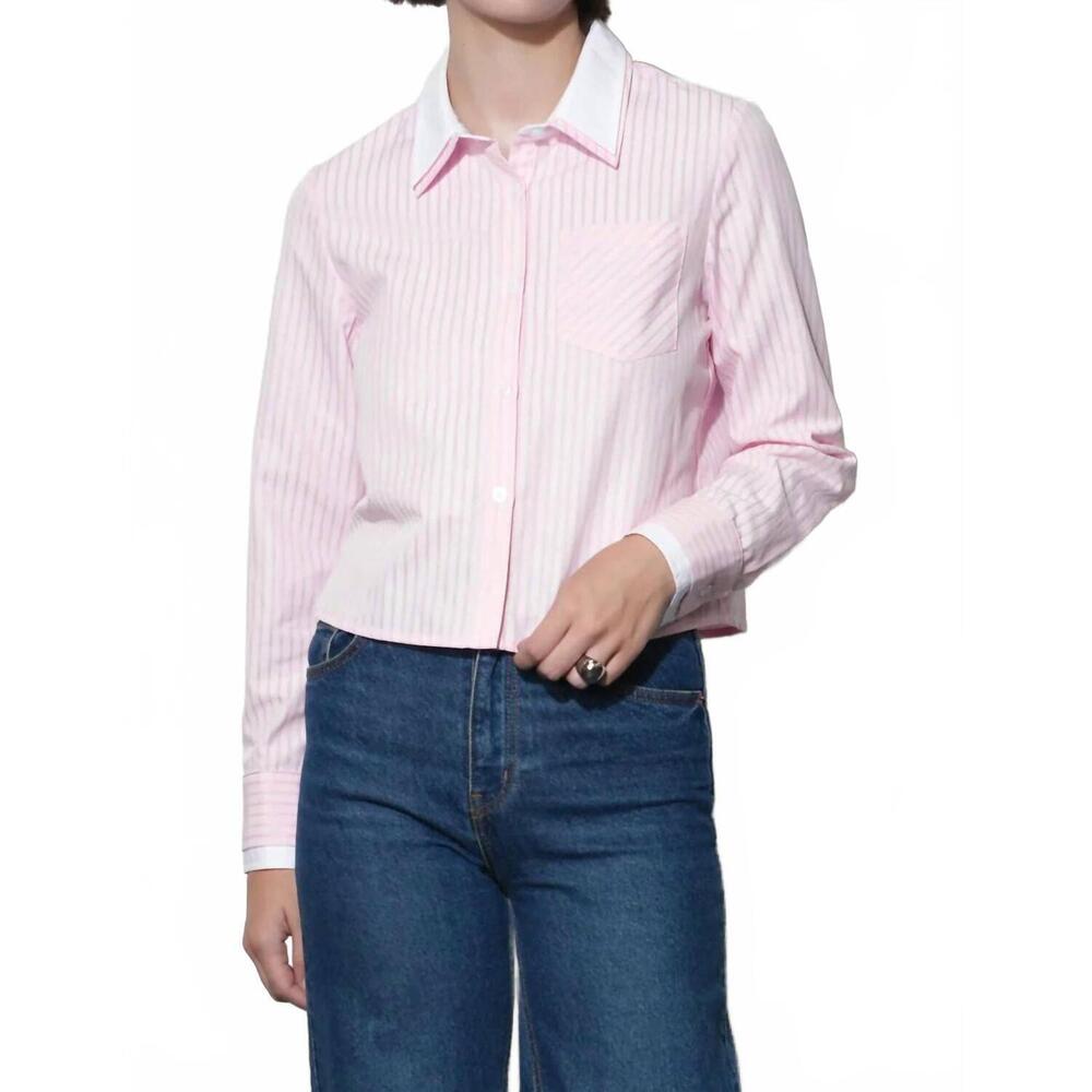 NEW GREYLIN daphne contrast button down top in pink